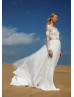 Ivory Embroidery Lace Chiffon Floral Unusual Wedding Dress